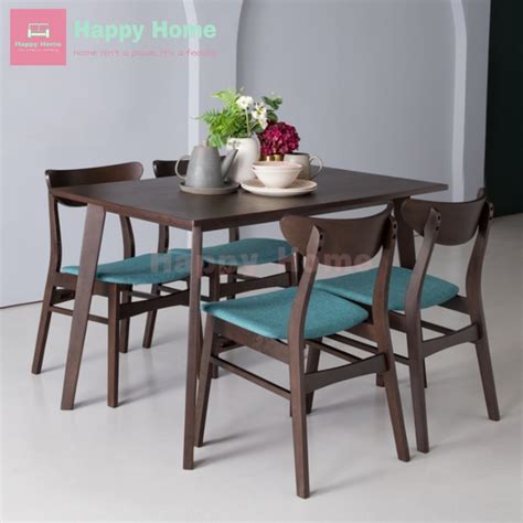 Tinggi 63cm , lebar 45cm , panjang 74cm. AUDREY 4 seater solid wood dining set / meja makan / meja ...