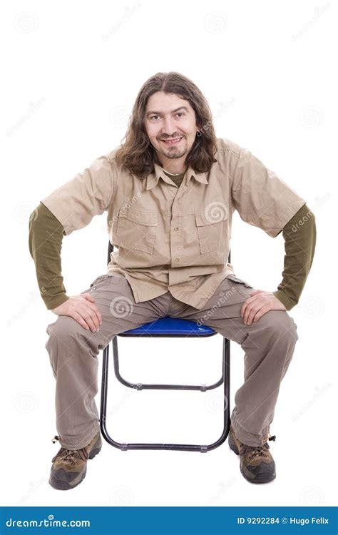 Young Man Sitting On A Chair Stock Photo Image Of Caucasian Handsome