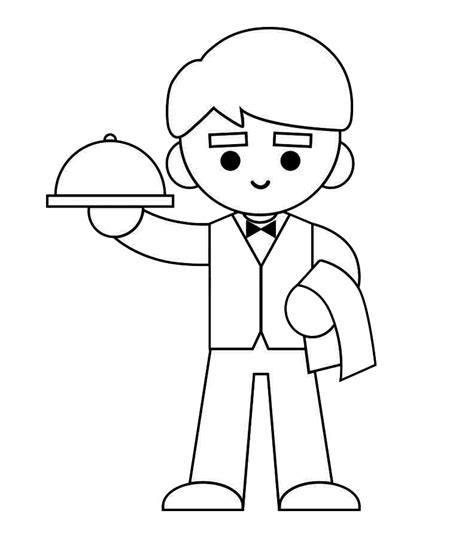 Cartoon Waiter Coloring Page Free Printable Coloring Pages For Kids