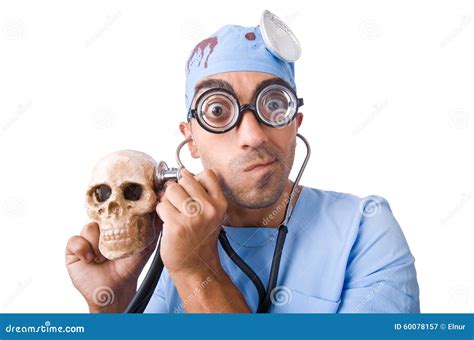 Funny Doctor Isolated On White Stock Image Image Of Nurse Funny