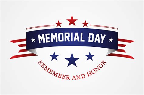 Memorial Day American Flag Ribbon With Lettering Memorial Day Stock
