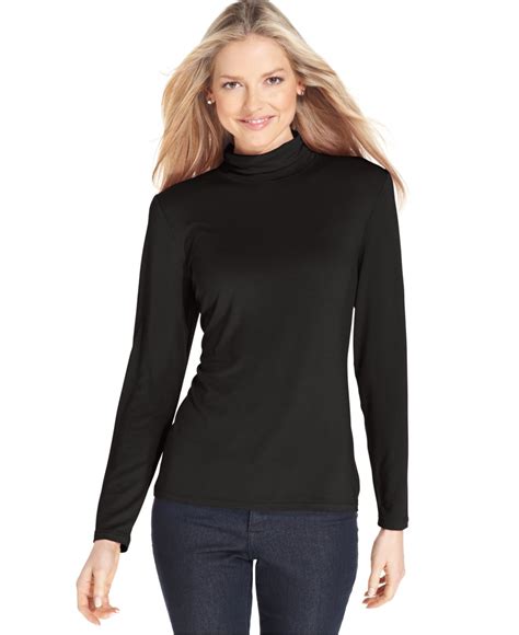 Style And Co Long Sleeve Mock Turtleneck In Black Rhone Lyst