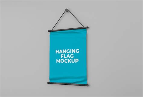 Premium Psd Hanging Flag Banner Mockup Isolated Design