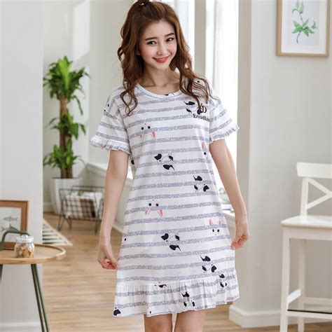 Womens Nightgowns Summer Cute Women Sleepwear M Xxl Nightgowns Home Wear Girls Sleep Lounge