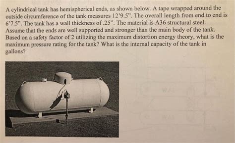 Solved A Cylindrical Tank Has Hemispherical Ends As Shown