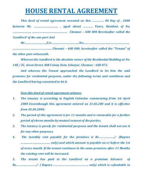 A renewal of the contract has to be. FREE 19+ Sample House Rental Agreement Templates in PDF ...