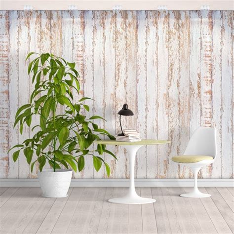 🥇 Vinyl Wall Murals With Rustic White Wood Effect 🥇