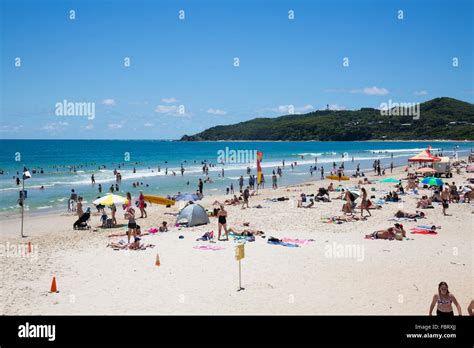 Byron Bay And A Busy Main Beach During Summer Northern New South Wales
