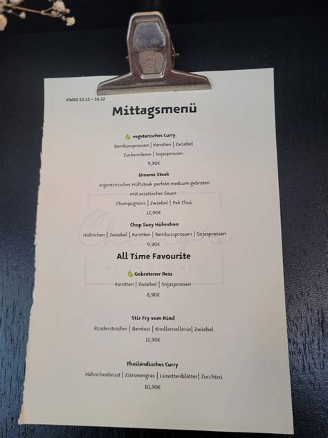 Speisekarte von Cheng's Asian Kitchen restaurant, Waldbronn