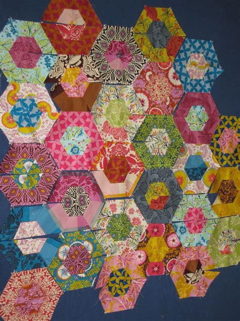 Anna Maria Horner Good Folks Fabric Hexagon Block Pieces Up On The