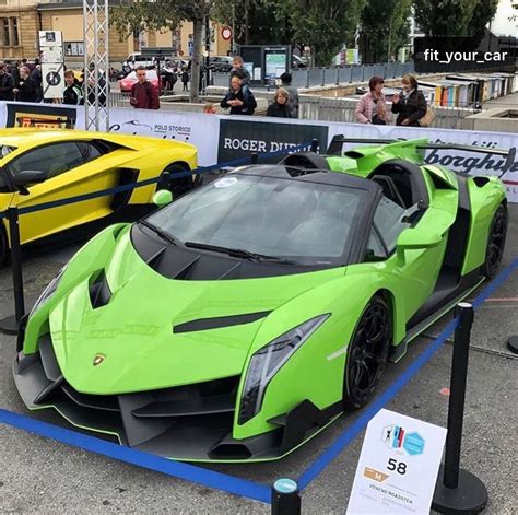 Lamborghini Veneno Roadster Painted In Verde Miura W Exposed Carbon