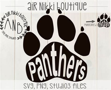 Panthers Paw Print Svg Png Dxf Studio3 Mirrored Png Files Etsy Singapore