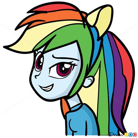 How To Draw Rainbow Dash Face Equestria Girls