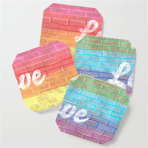 Lgbtq Pride Flag Love Is Love Distressed Brick Design Coaster By