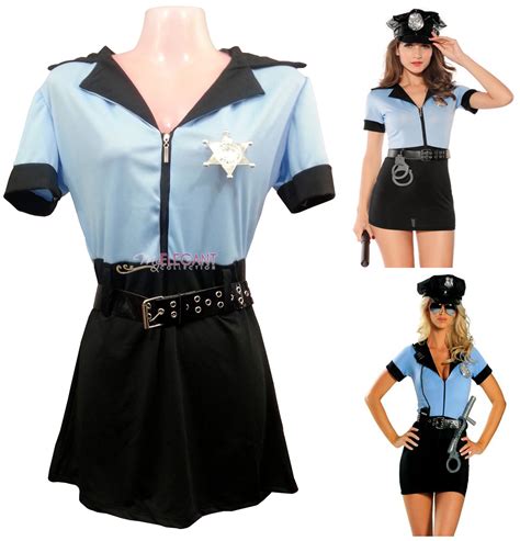 Adult Women Blue Police Cop Uniform Costume Halloween Fashion Outfit