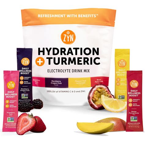 Buy ZYN Electrolytes Powder Hydration Packets with s, Zinc & Turmeric