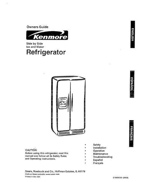 Kenmore Side By Side Refrigerator Owners Manual Pdf Download Manualslib