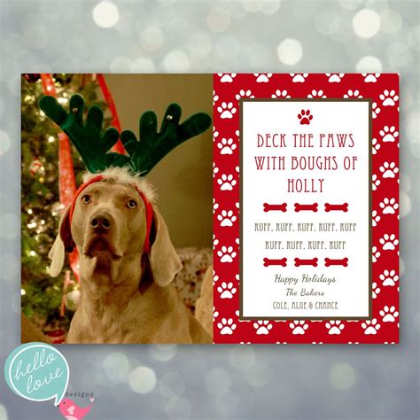 Photo Christmas Card Deck The Paws Dog Pet Holiday 1600 Via Etsy