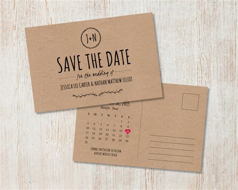Create save the date cards with snapfish. Rustic Wedding Save the Date, Kraft Save the Date, Rustic Save the Date Postcard, Country ...