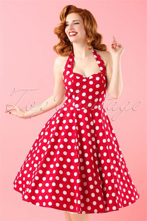 50s Meriam Polkadot Swing Dress In Red And White In 2020 Vintage