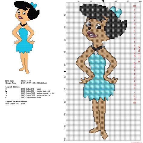 Betty Rubble The Flintstones Character Free Cross Stitch Pattern With