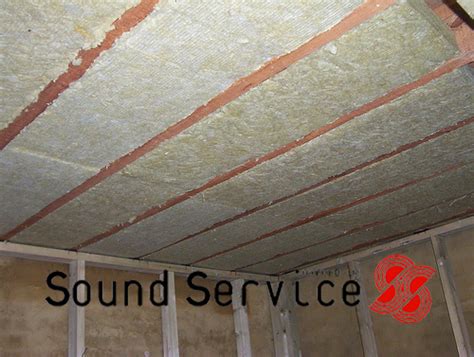 For soundproofing a ceiling, soundproofing experts recommend this insulation (see it on home depot) and this damping compound (see it on amazon). studio ceiling soundproofing system DIY installation