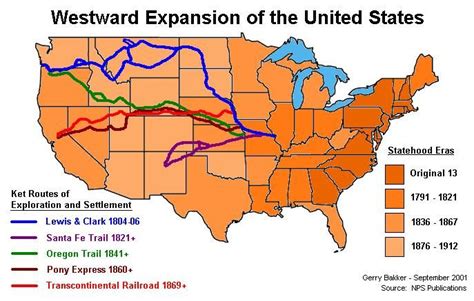 Westward Expansion Map Depicting Lewis And Clarks Exploration Route