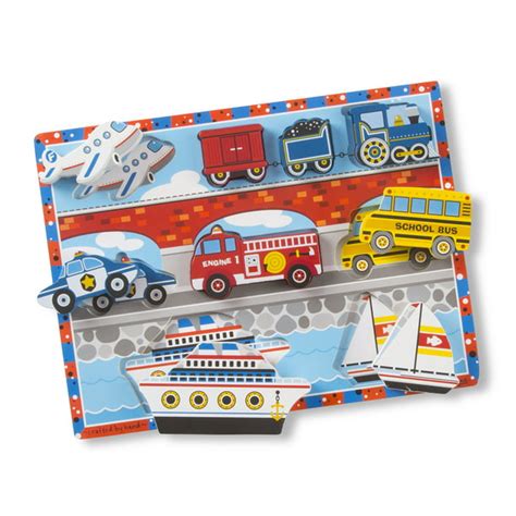 Melissa And Doug Vehicles Wooden Chunky Puzzle Plane Train Cars And