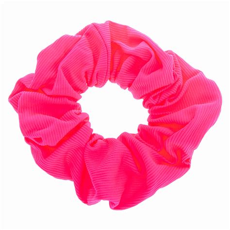 Ribbed Hair Scrunchie Neon Pink Icing Us