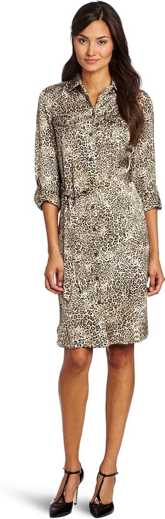 Jones New York Womens Printed Shirt Dress Gold Sand Combo 8 At