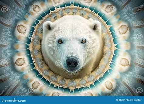 Polar Bear Animal Mandala Fractal Illustration Generative Ai Stock