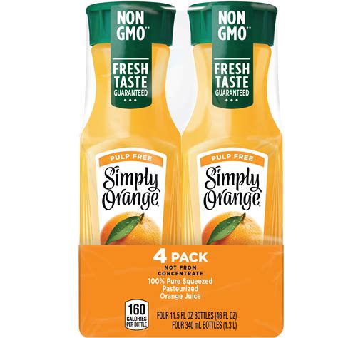 Simply Orange Pulp Free 100% Orange Juice 11.5 oz Bottles - Shop Juice ...