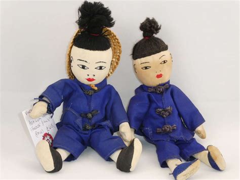 Pair Of Chinese Dolls In Antique Toys