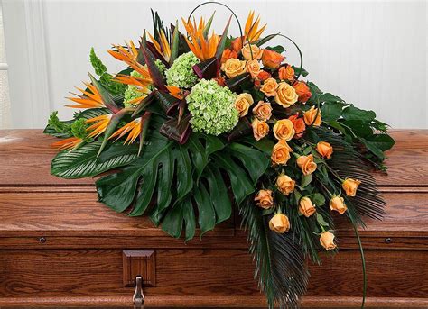 Tropical Casket Spray Arrangements Funéraires Funeral Floral