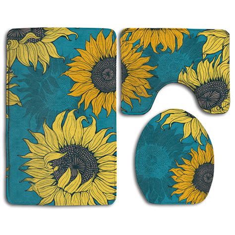 Author emily regnier posted on november 10, 2020. PUDMAD Yellow Sunflowers 3 Piece Bathroom Rugs Set Bath ...