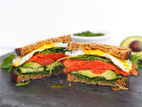 Smoked Salmon Avocado And Pesto Breakfast Sandwich — Rachael Hartley