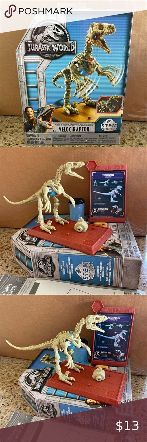 Jurassic World Fossil Strikers Velociraptor Stem Build Your Own 3d Dino
