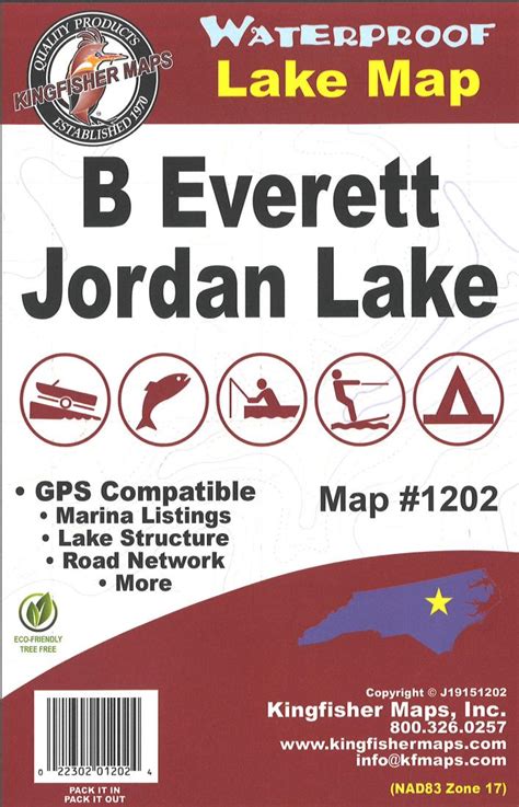 B Everett Jordan Lake Map By Kingfisher Maps Inc