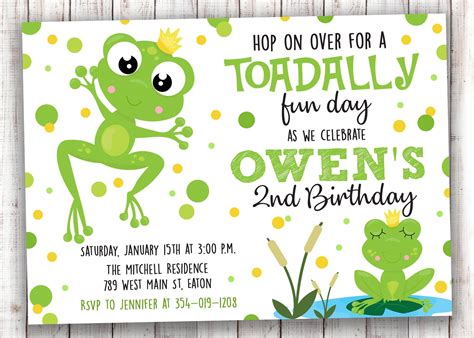Frog Birthday Invitation Frog Party Invitation Invite Etsy In 2021
