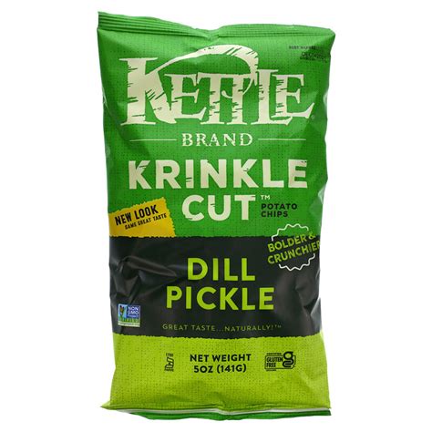 Kettle Foods Krinkle Cut Potato Chips Dill Pickle 5 Oz 142 G Iherb
