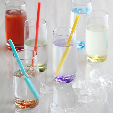 Lav Highball Glasses Set 6 Piece Clear Drinking Glasses With Colored Bottoms For Water And