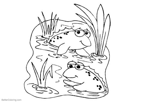 Pond Coloring Pages Two Frogs Free Printable Coloring Pages