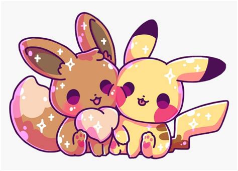 Pikachu Eevee Kawaii Cute Sparkle Pastel Freetoedit Cute Eevee