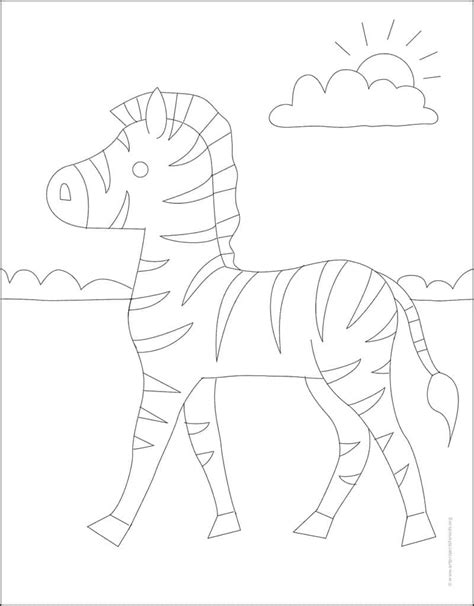 Easy How To Draw A Zebra Tutorial And Zebra Coloring Page