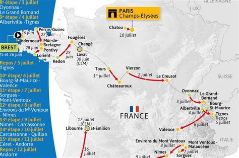 This saturday, the 108th tour de france sets off from brest, brittany, and the race is scheduled to finish on sunday 18 july in paris. Carte du Tour de France 2021 : Le futur tracé