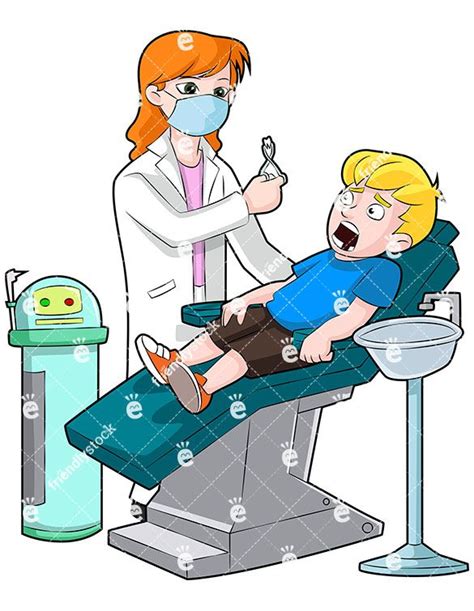 female dentist pulling tooth out cartoon vector clipart friendlystock viviane figurinhas