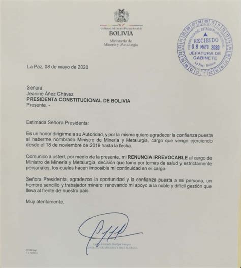 Renuncia Otro Ministro Carlos Fernando Huallpa Deja El Cargo De