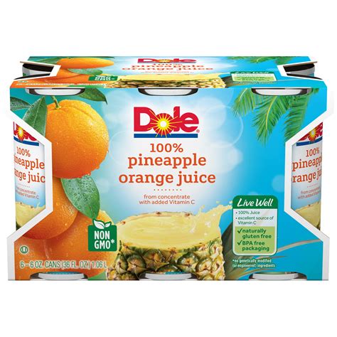 Dole Pineapple Orange Banana Juice Canned Fruit Juice With Added