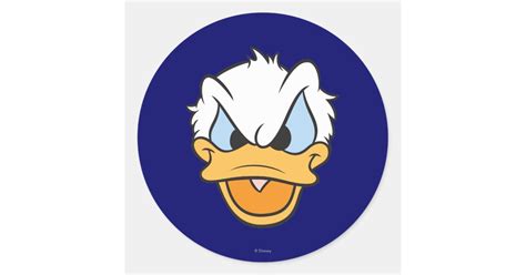 Donald Duck Angry Face Closeup Round Sticker Zazzle