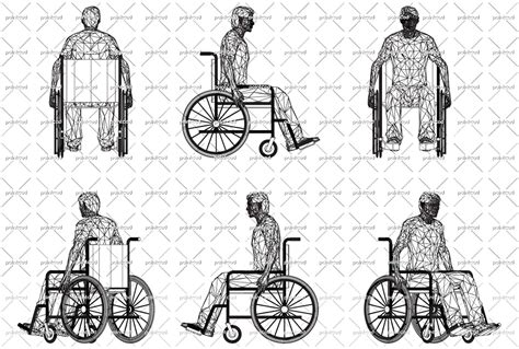 Wireframe Wheelchair Man Vector Illustration Of Isolated Objects Over